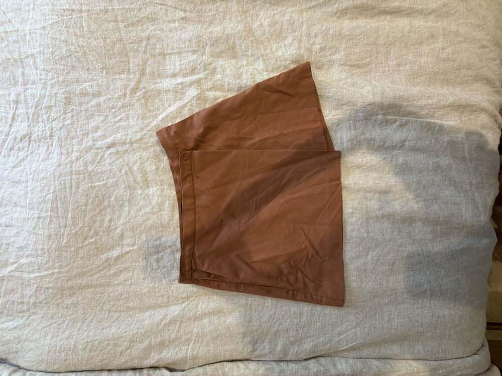 Theory Skort Size 2 Brown Twill Wrap Front Asymmetrical Mini Skirt